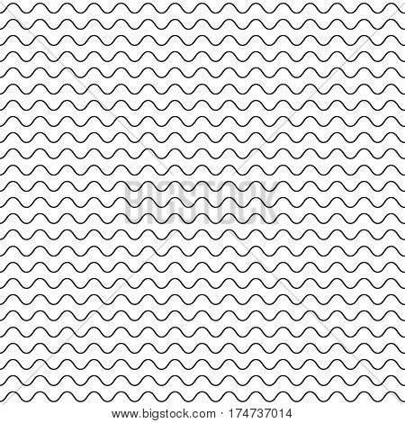 Black fine wavy line pattern black and white. Zigzag striped background for wrap paper or web tiles.