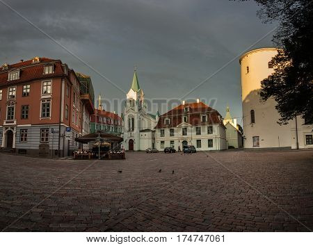 Architecture Of Old Riga Early In The Morning