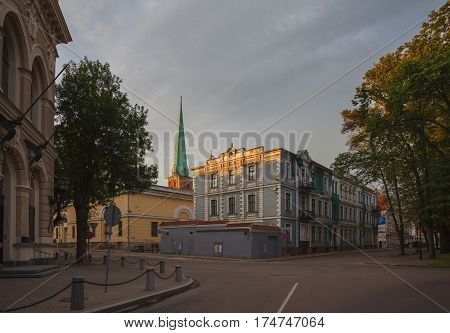 Architecture Of Old Riga Early In The Morning