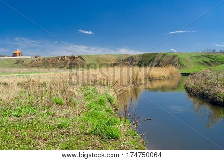 Ukrainian rural landscape at early spring season.