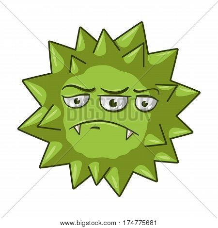 Green virus icon in cartoon design isolated on white background. Viruses and bacteries symbol stock vector illustration.