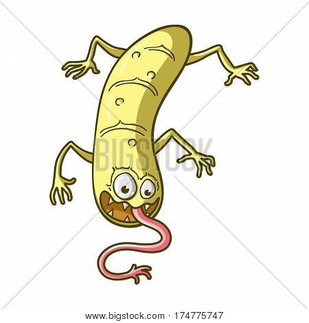 Yellow virus icon in cartoon design isolated on white background. Viruses and bacteries symbol stock vector illustration.