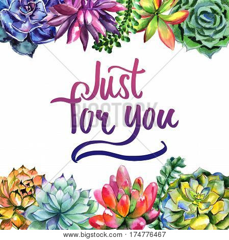 Wildflower succulentus flower frame in a watercolor style isolated. Full name of the plant: succulentus. Aquarelle wild flower for background, texture, wrapper pattern, frame or border.
