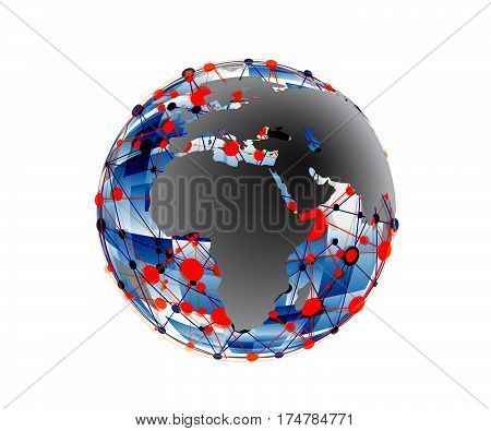 Technology koncept.Binary background . Vector Technology.Globe consisting of binary codes.Computer network.
