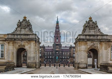 Christiansborg Palace in central Copenhagen is the seat of the Danish Parliament the Danish Prime Minister's Office and the Danish Supreme Court.