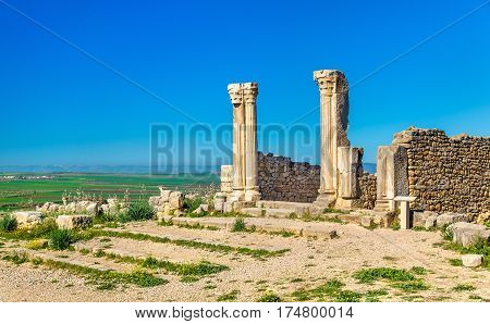 Ruins of Volubilis, a Berber and Roman city in Morocco. UNESCO world heritage site