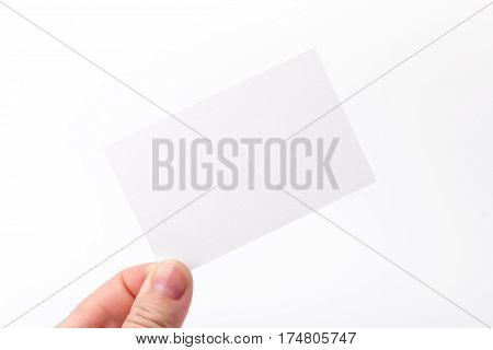 Business Cards Isolated On White Holding In Hands