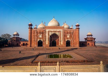 Entrance to a mosque masjid next to Taj Mahal, Agra, India
