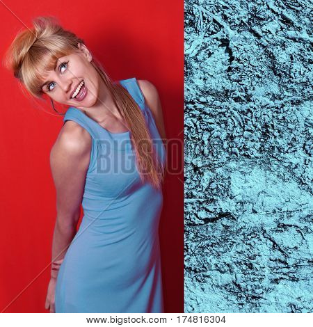 Beautiful Young Woman In Fashionable Spring Dress Niagara Color
