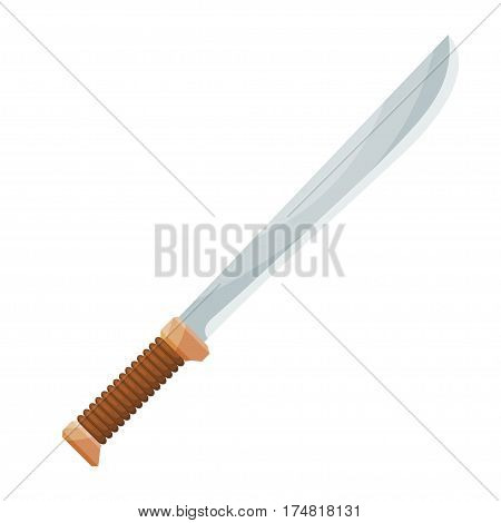Stock Vector Cartoon stained machete on a white background. A tool for exploring the jungle tropics. Stock vector