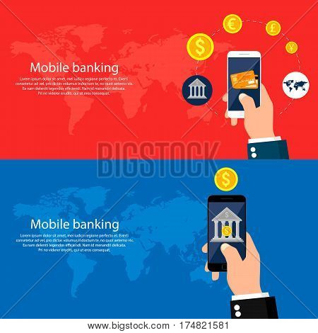 Mobile banking and mobile payment. Vector illustration.