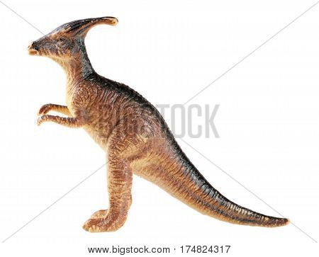 plastic dinosaur toy isolated on white background.