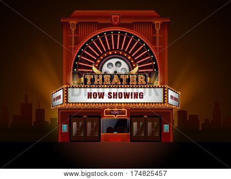 theater cinema building vector easy to change color and object