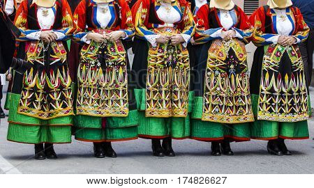 CAGLIARI, ITALY - May 1, 2016: 360 Feast of Saint Efisio - parade in traditional Sardinian costume - Sardinia