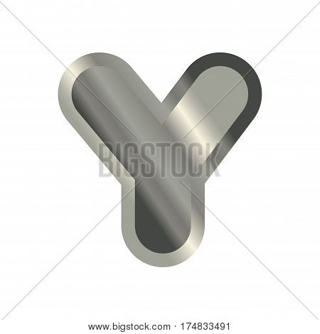 Letter Y Steel Font. Metal Alphabet Sign. Iron Abc Symbol. Chromium Lettering. Silver Typography