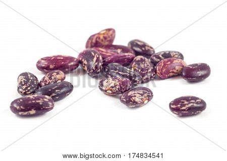 colorful beans isolated on white background, food.