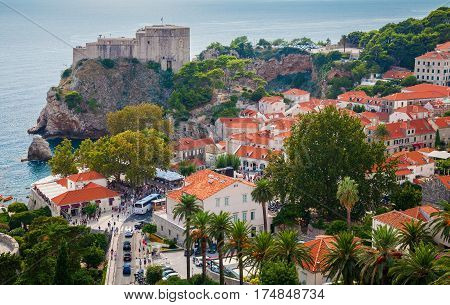 the part of Dubrovnik old town with Fort Lovrijenac in the background Croatia