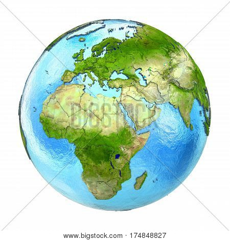 Emea Region On Earth Isolated On White