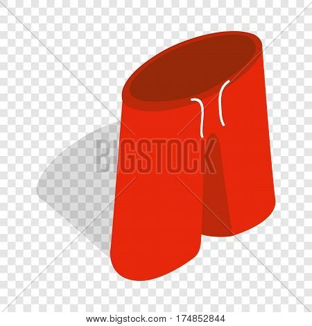Red shorts for swimming isometric icon 3d on a transparent background vector illustration