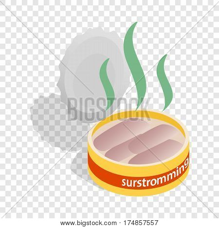 Can of surstomming, danish fermented herring isometric icon 3d on a transparent background vector illustration