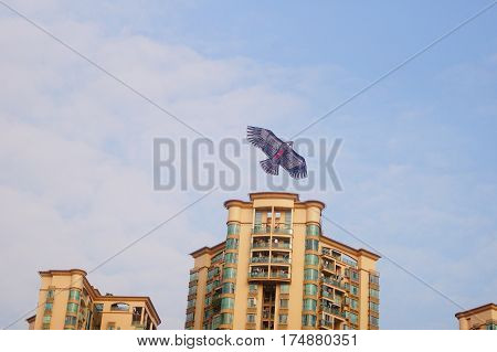 Eagle kite flying in the sky, very beautiful.