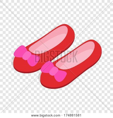 Red ballet shoes with pink bows isometric icon 3d on a transparent background vector illustration
