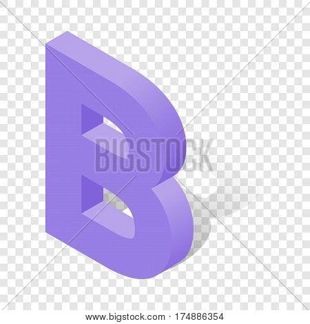 B letter in isometric 3d style with shadow. Violet B letter vector illustration