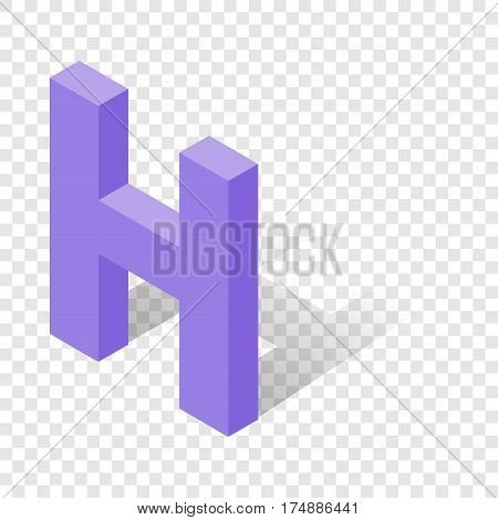 H letter in isometric 3d style with shadow. Violet H letter vector illustration