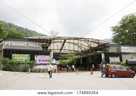 Travelers And Malaysian People Travel And Buy Ticket At Penang Hill