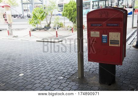 Post box at George Town on April 26 2016 in Penang Malaysia