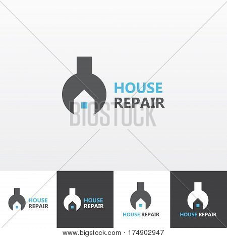 Vector logotype for house repair and maintenance eps file horisontal and vertical view