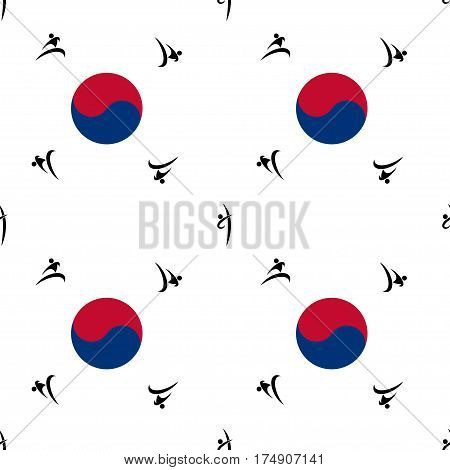 seamless pattern taekwondo on a white background
