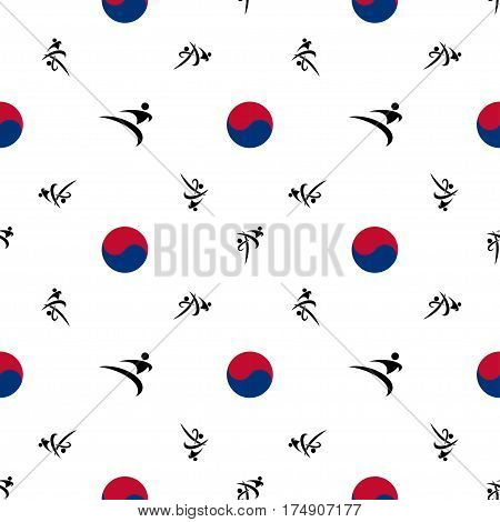 seamless pattern taekwondo on a white background
