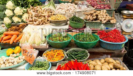 Street market with variety vegetable