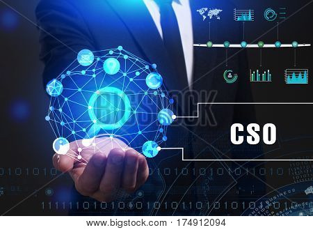 Business, Technology, Internet And Network Concept. Young Businessman Working On A Virtual Screen Of