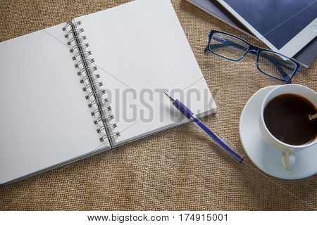 empt white paper diary on coffee table