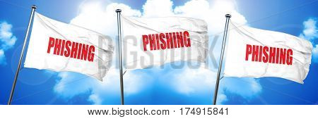Phising fraud background, 3D rendering, triple flags