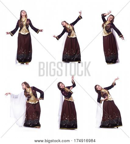 Young lady dancing traditional azeri dance