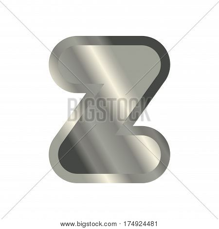 Letter Z Steel Font. Metal Alphabet Sign. Iron Abc Symbol. Chromium Lettering. Silver Typography