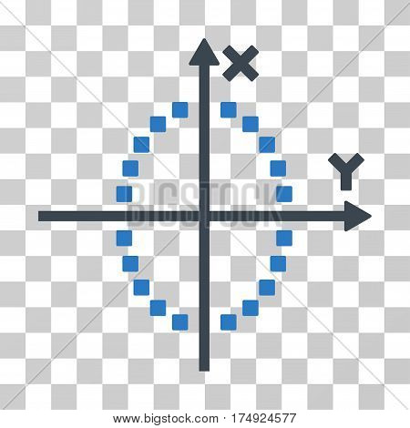 Ellipse Plot icon. Vector illustration style is flat iconic bicolor symbol smooth blue colors transparent background. Designed for web and software interfaces.