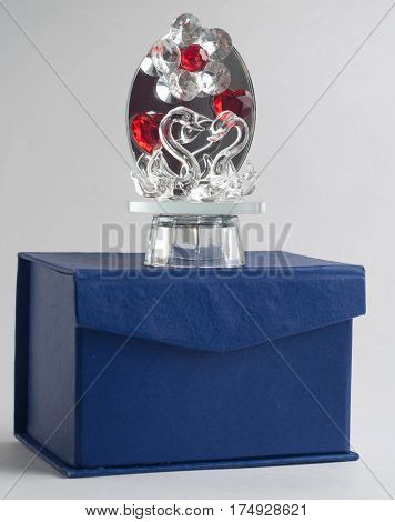 Crystal Swan On A Grey Background,