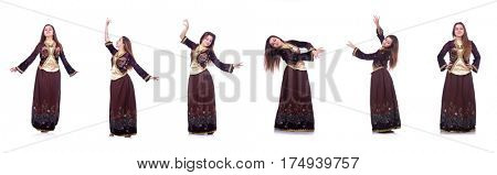 Young lady dancing traditional azeri dance