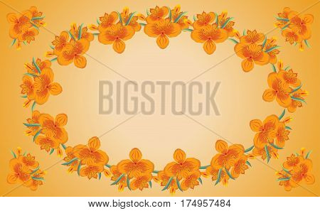 orange flower ornamental pattern of oval shape