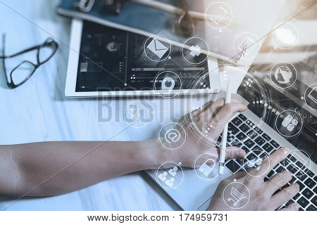 Designer Businessman Hand Using Smart Phonemobile Payments Online Shoppingomni Channeldigital Tablet