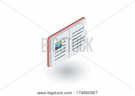 Open book isometric flat icon. 3d vector colorful illustration. Pictogram isolated on white background