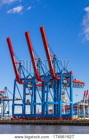 Port Of Hamburg On The River Elbe, Germany