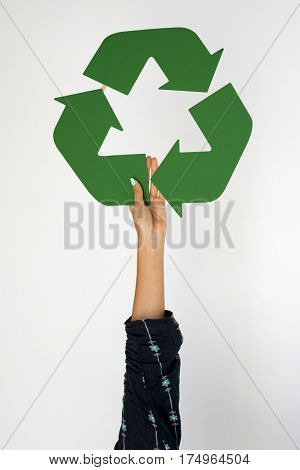 Hand Hold Show Recyclable Symbol