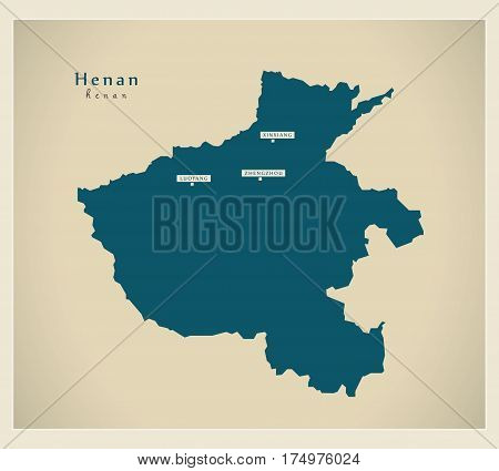 Modern Map - Henan Cn Region Illustration Silhouette