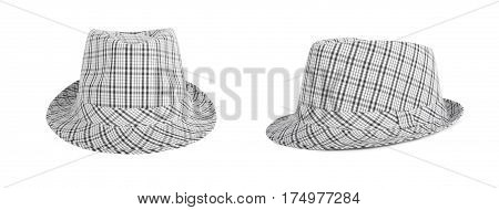 Monochrome Checked Hat For The Summer On An Isolated Background
