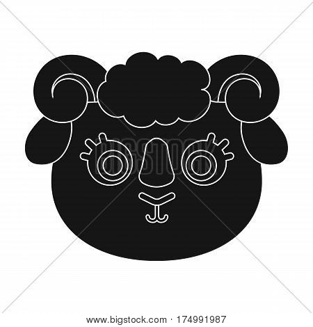 Ram muzzle icon in black design isolated on white background. Animal muzzle symbol stock vector illustration.